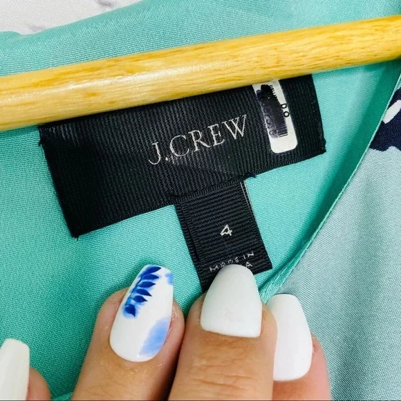 J. Crew Turquoise Blue Aquatic Floral Silk Dress Size Women’s Size 4 - Picture 5 of 13